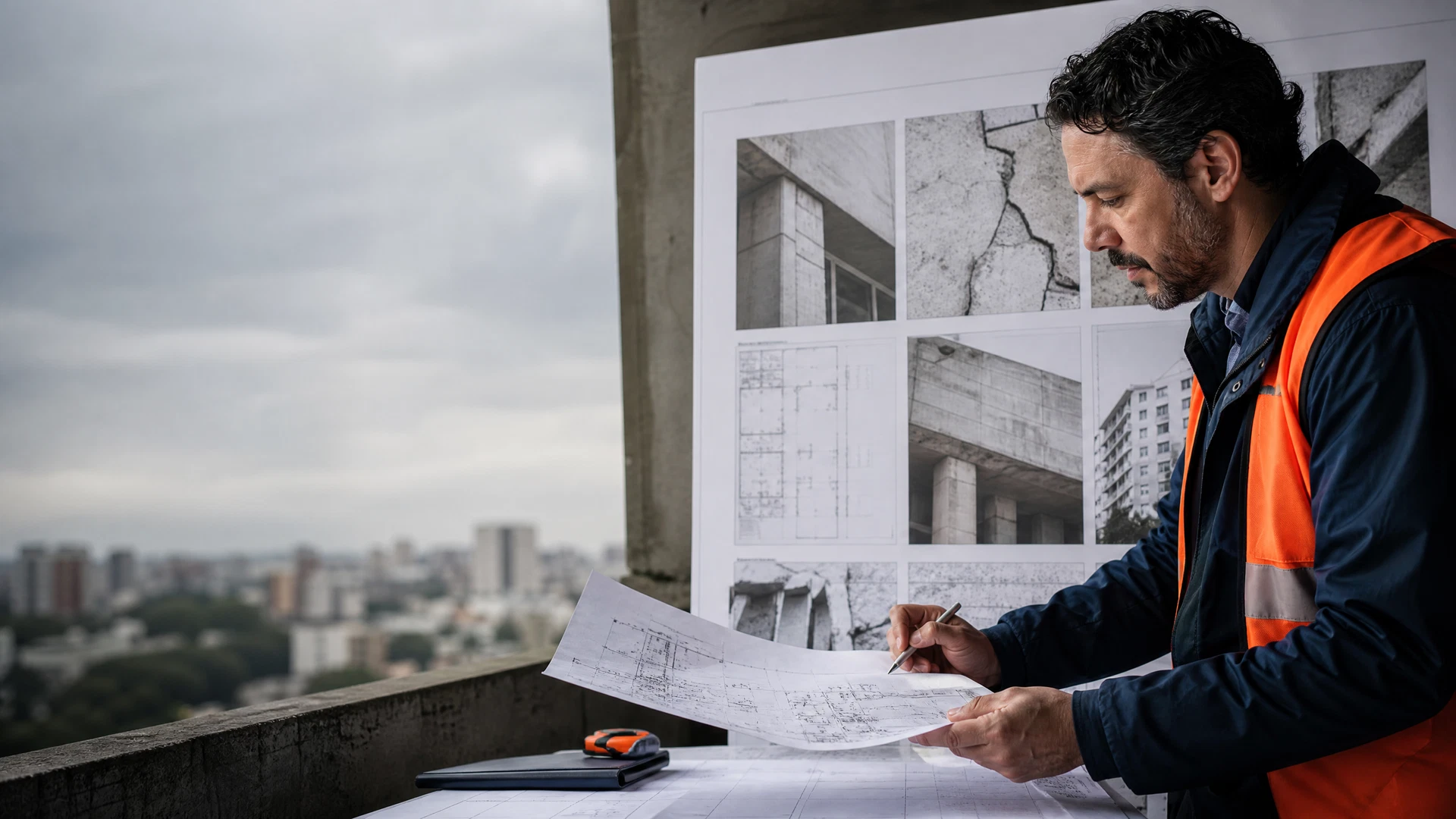 Avaluador revisando evidencia técnica de un inmueble